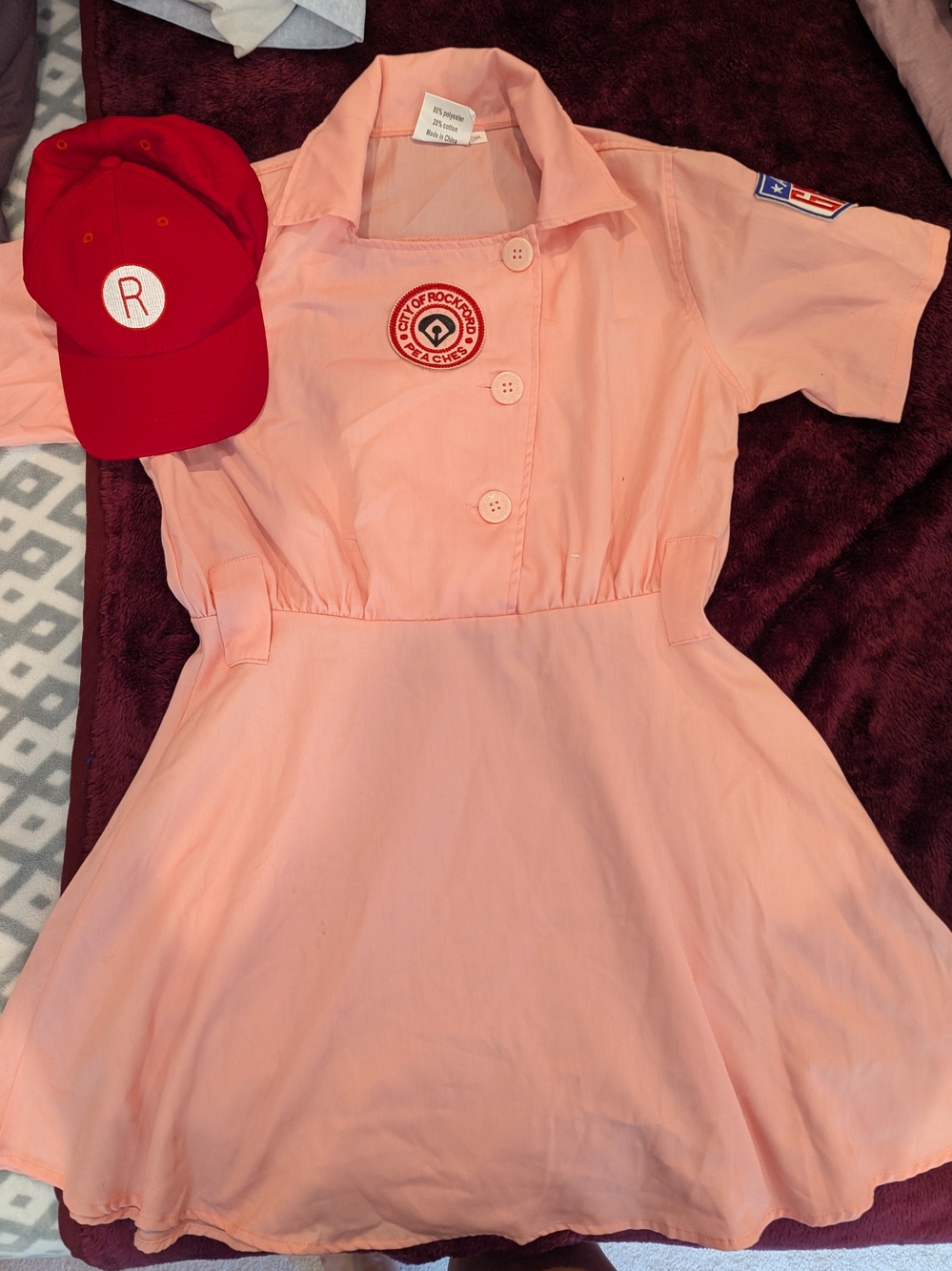 Adult League Of Their Own, Rockford Peaches dress and hat. SIZE L/XL